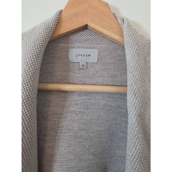 JIGSAW Ring Fastening Pique Wool Cardigan M - Picture 4 of 12